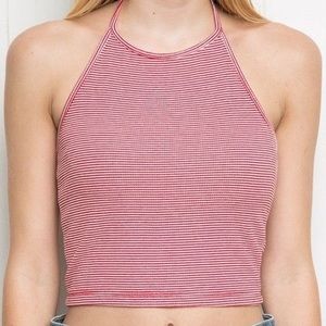 Brandy Melville Red and White Striped Halter Top